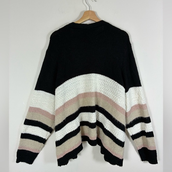 Lane Bryant Cardigan 26/38 Multi-Yarn Striped Fuzzy - Picture 10 of 12
